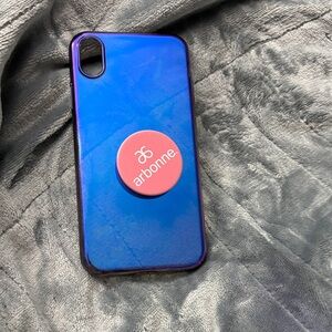 Apple Blue and Purple Phone Case with Pink Grip